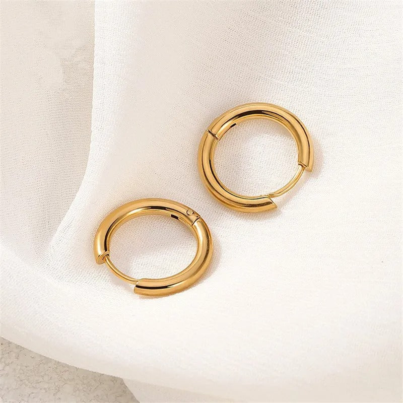 5pcs Set – Stainless Steel Circle Hoop Earrings for Women & Girls | Black, Gold, Silver Color