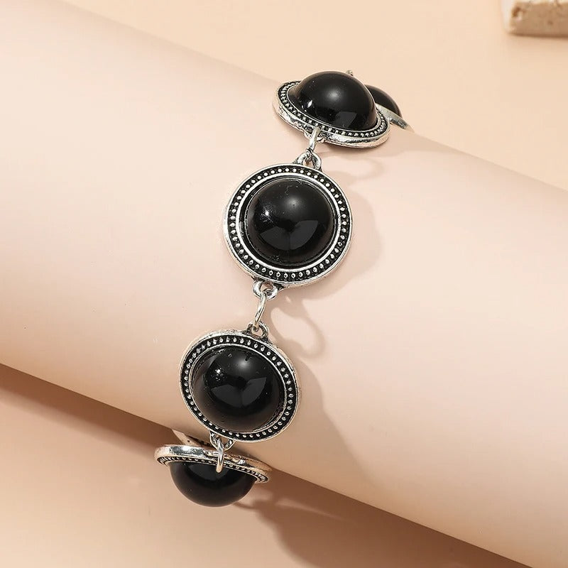 Fashion Boho Vintage Round Pearl Bracelets Bangles For Women Blue Red Black Bead Vintage Bohemian Adjustable Bracelet Jewelry