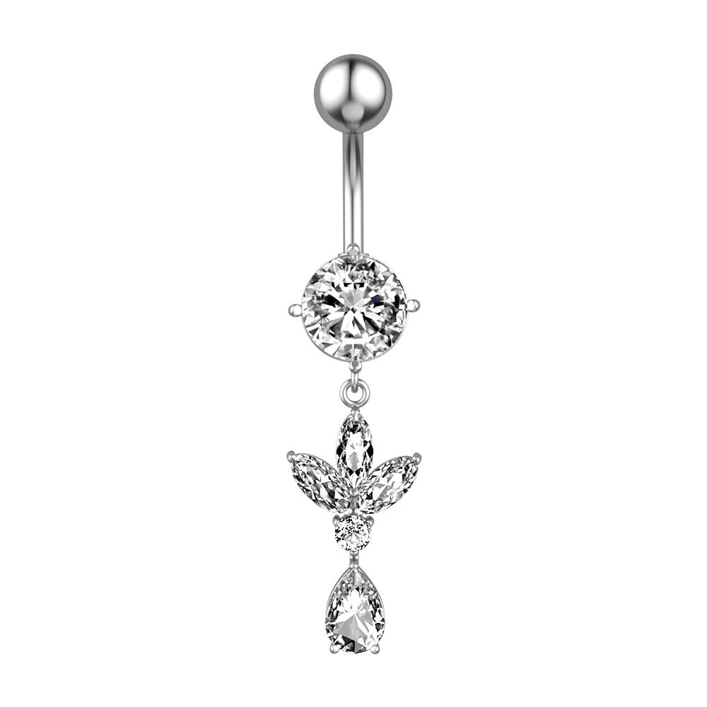 Animal Heart Dangle Belly Button Rings Surgical Steel Curved Navel Barbell Ring Body Jewelry Piercing for Women Girl