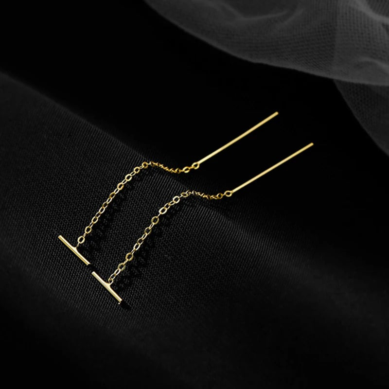 Simple Square Drop Earring For Women Korean Fashion Gold-color Line Long Tassel Dangle Earrings Party Jewelry Gift