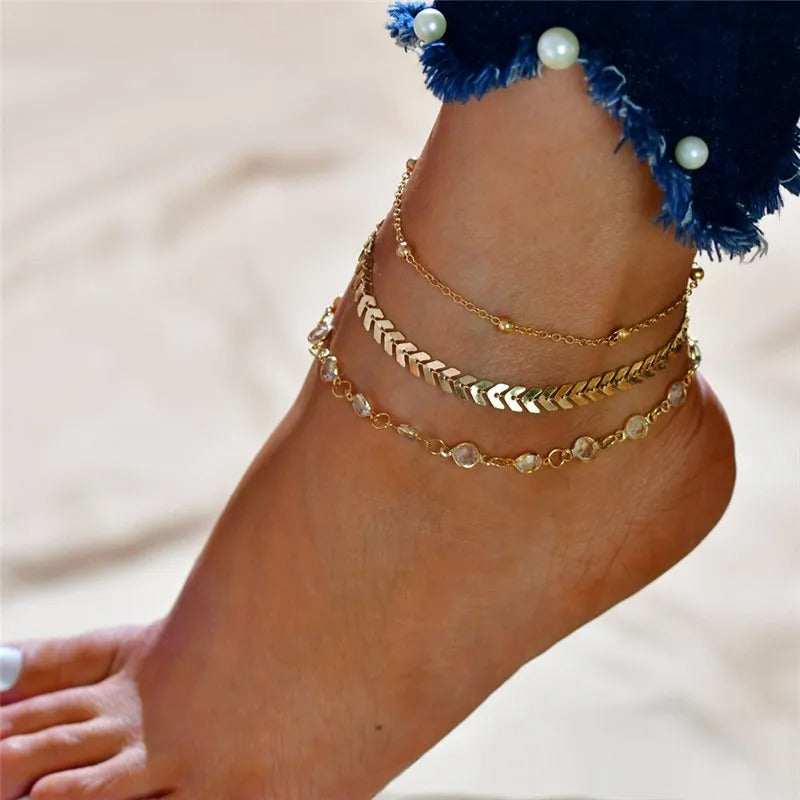 Modyle Bohemian Pearl Chain Anklet Gold Shell Pendant Wedding & Beach Jewelry Gift for Women