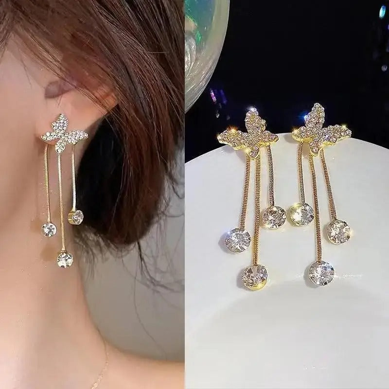 925 Silver Needle Crystal Hoop Earrings – Korean Luxury Fashion Jewelry for Women 2025 Trend