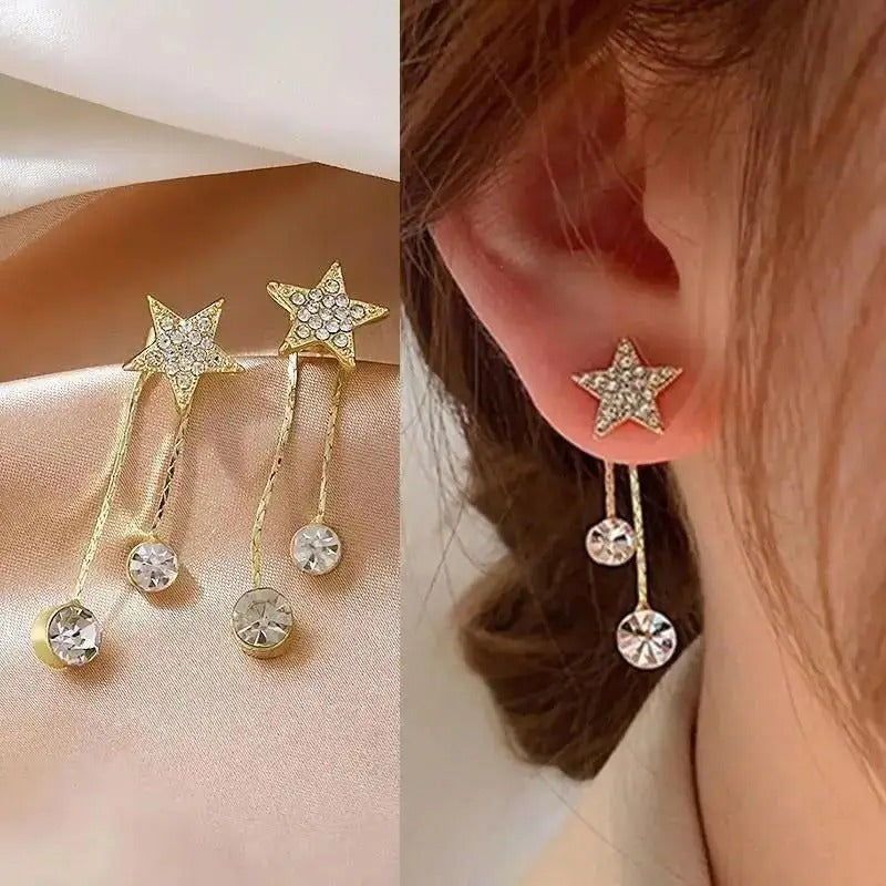 925 Silver Needle Crystal Hoop Earrings – Korean Luxury Fashion Jewelry for Women 2025 Trend