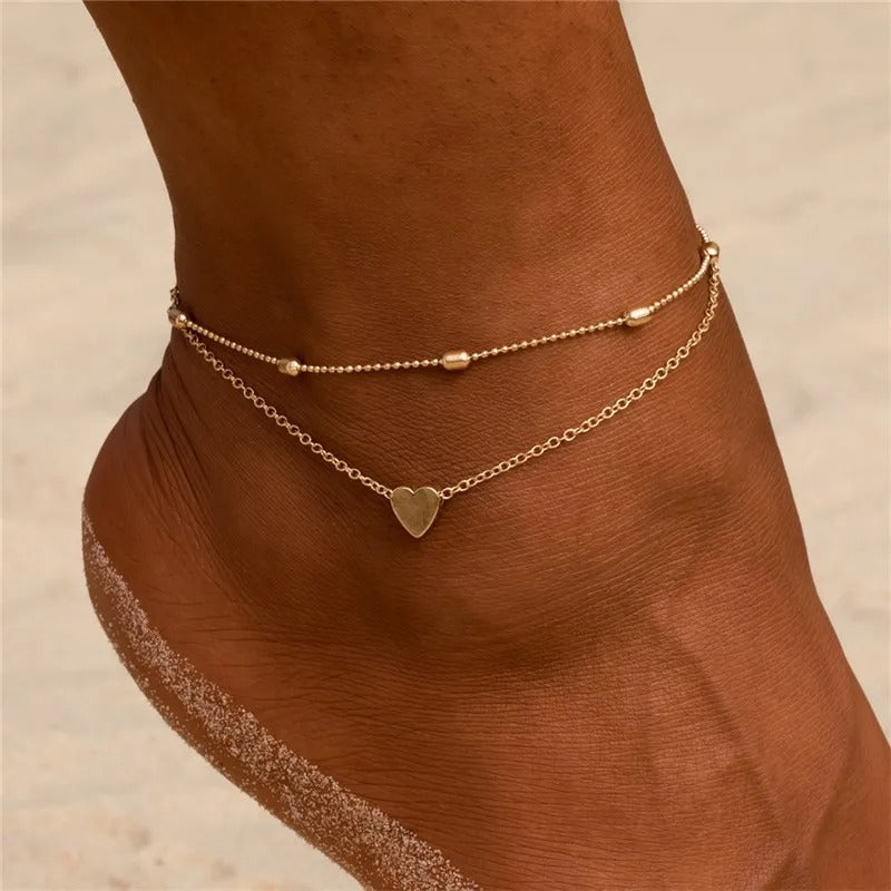Modyle Bohemian Pearl Chain Anklet Gold Shell Pendant Wedding & Beach Jewelry Gift for Women