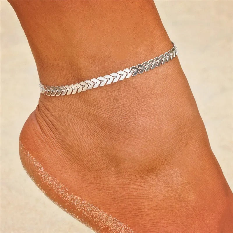 Modyle Bohemian Pearl Chain Anklet Gold Shell Pendant Wedding & Beach Jewelry Gift for Women
