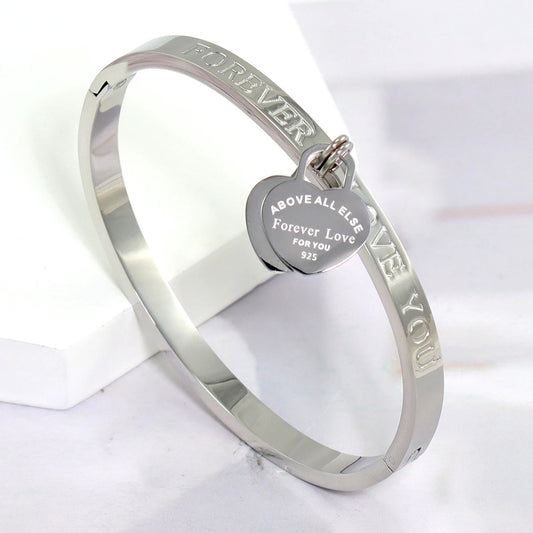 Stainless Steel Stackable Love Heart Bracelet Jewelry Sets, for Women's Daily Wear, Gift to Girlfriends, Birthday Gifts