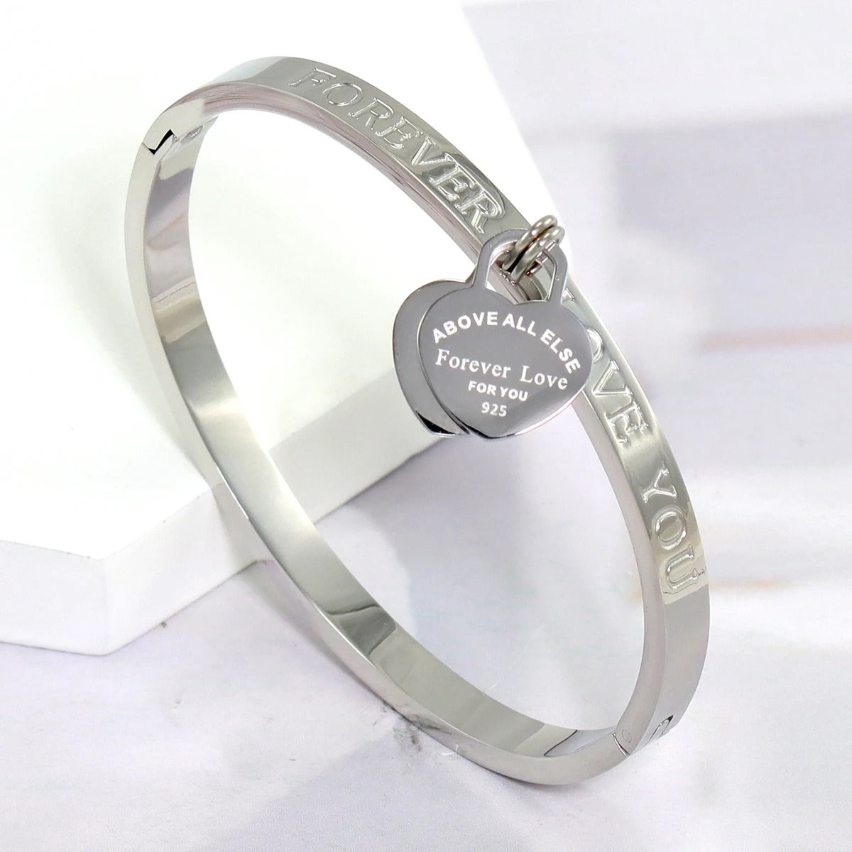 Stainless Steel Stackable Love Heart Bracelet Jewelry Sets, for Women's Daily Wear, Gift to Girlfriends, Birthday Gifts