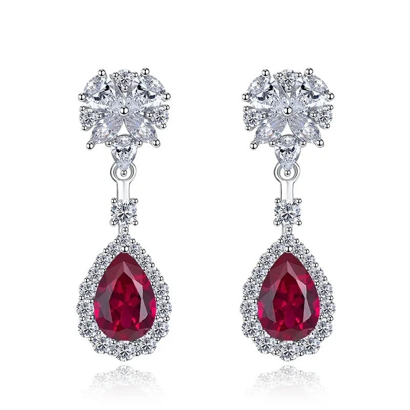 Women’s Red Drop Earrings Creative Attractive Wedding Jewelry Gift