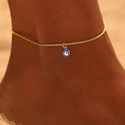 Stainless Steel Blue Eye Anklet for Women Personalized Design