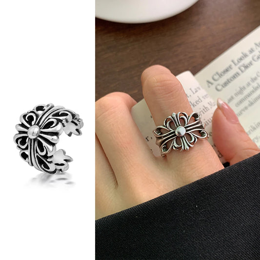 European American Fashion New Vintage Hollow Out Rings Hip Hop Party Opening Adjustable Ring for Women