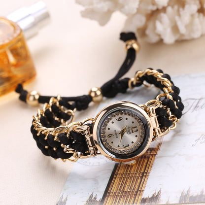 Personalized DIY Rhinestone Women's Bracelet Quartz Retractable Watch