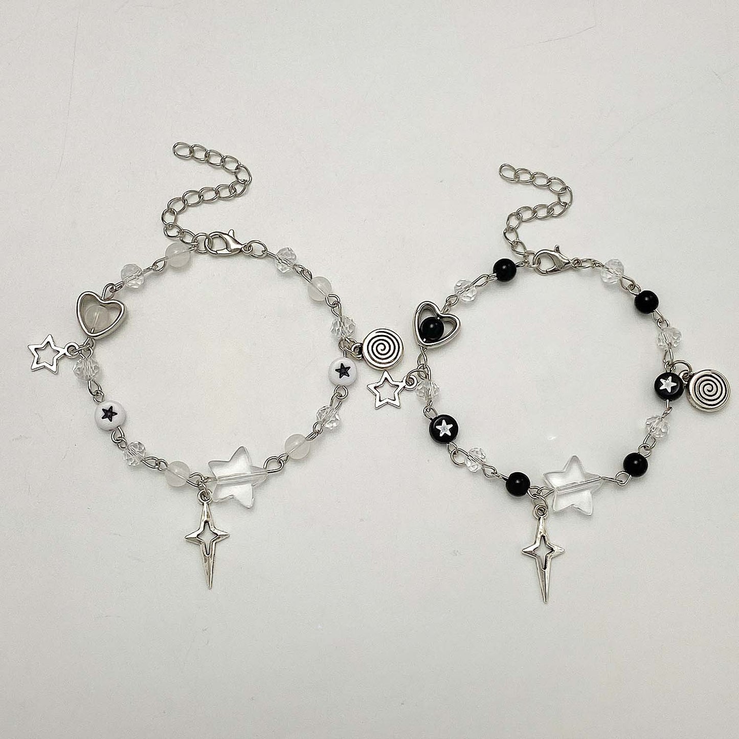 Y2K Beaded Couple Bracelets Heart & Star Handmade Friendship Jewelry