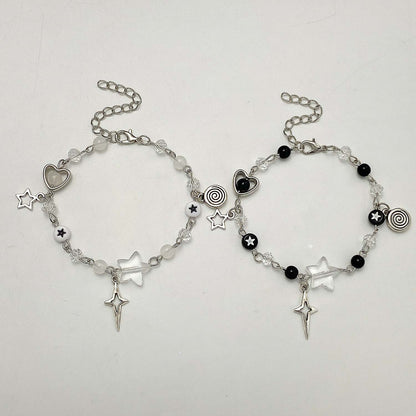 Y2K Beaded Couple Bracelets Heart & Star Handmade Friendship Jewelry