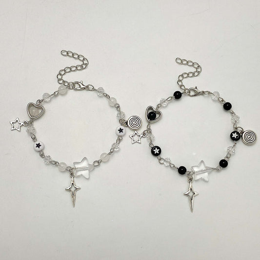 Fashion Couple Beads Bracelets Love Heart Star Handmade Y2K Charm Anime Beaded Kawaii Friendship Couple Bracelet Jewelry