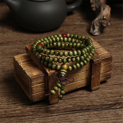 Green 6mm Sandalwood Bracelet Buddha Prayer Beads Unisex