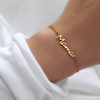 Stainless Steel Mama Letter Bracelet Fashion Charm Jewelry for Women