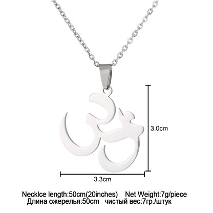 Fashion Stainless steel Buddhist pendant necklace for Hinduism OHM OM AUM Men women's Indian jewelry Gift
