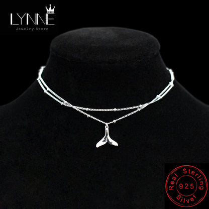 925 Sterling Silver Fishtail Double-Layer Anklet Jewelry for Women