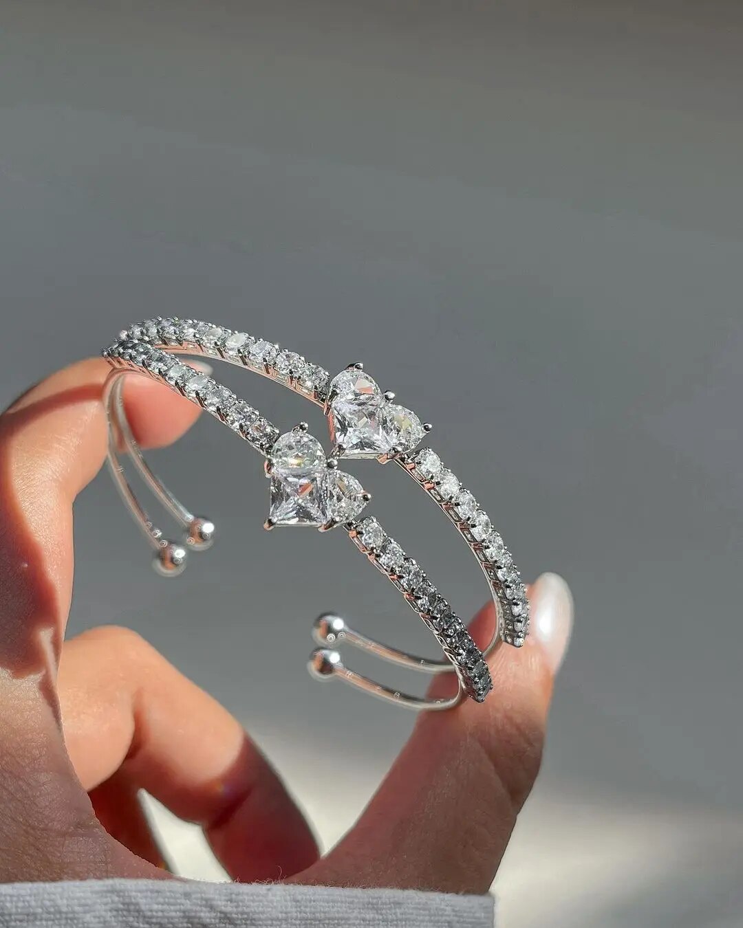 2-Piece Love Zircon Bracelets Versatile Trendy Women’s Accessories