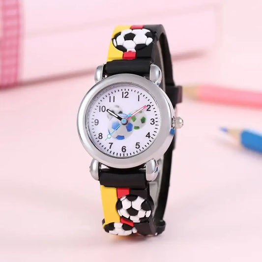 2025 New Fashion Color Cartoon Football Students Children Watch Quartz Watch Electronic Watch