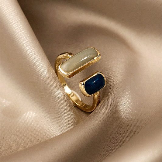 New Adjustable Colorful Drip Glaze Ring for Women Fashion Retro Geometric Gold Color Metal Rings Wedding Jewelry Birthday Gifts