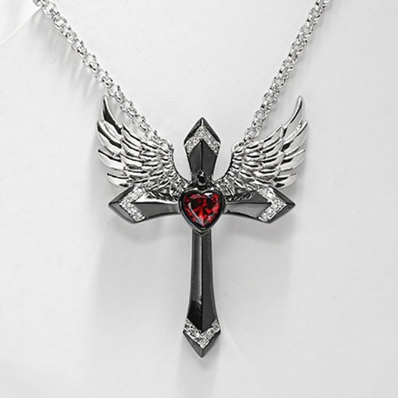 Classic Angel Wings Pendant Necklace with Cross for Women Jewelry Gift