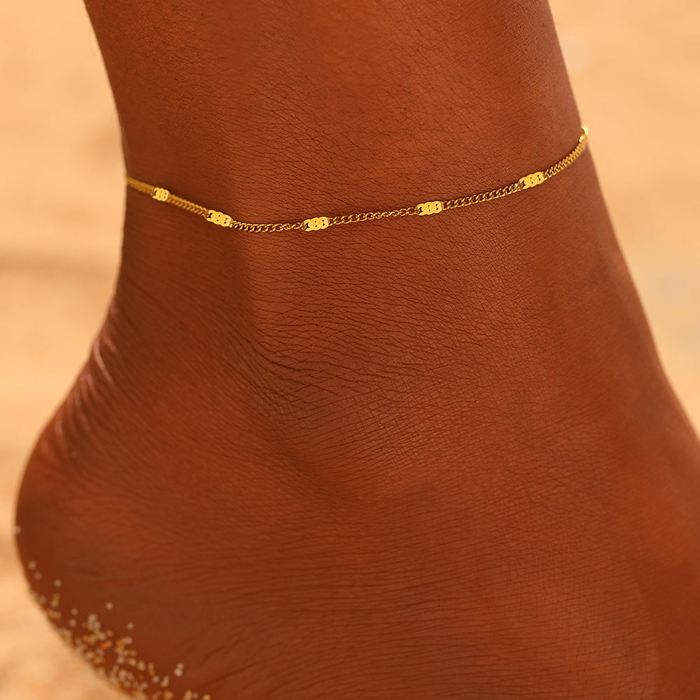 Stainless Steel Sequin Chain Anklet Luxury Women’s Jewelry & Party Gift