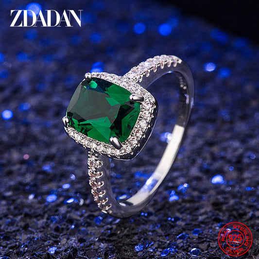 925 Sterling Silver Vintage Emerald Rings For Women Wedding Engagement Jewelry