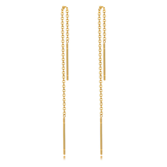 Long Threader Earrings for Women, Thin Linear Earring,Stainless Steel Chain Drop Ear Line , Fashion Korean Jewelry