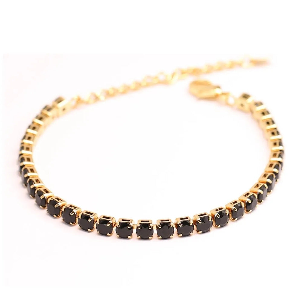Unisex Punk Link Chain Bracelet Stainless Steel & Zircon Tennis Design