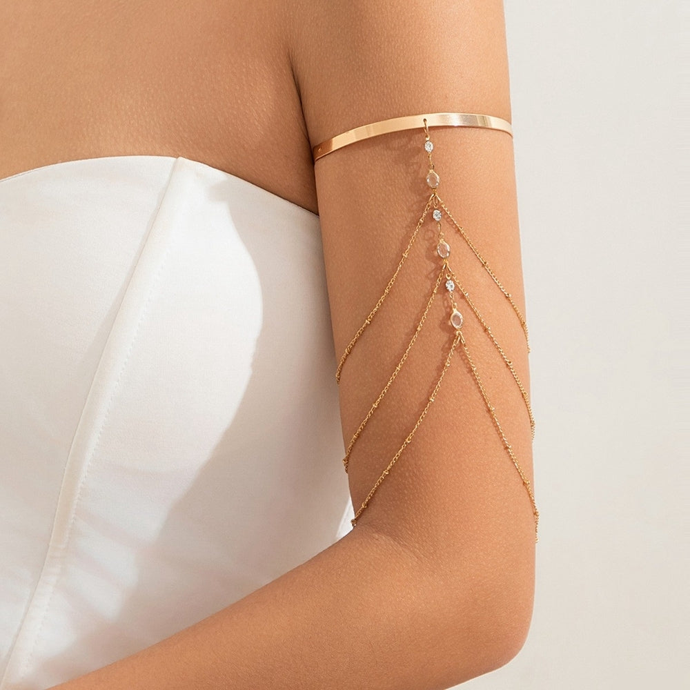 Trendy Multi-Layer Rhinestone Tassel Arm Bracelet Women’s Armlet Jewelry
