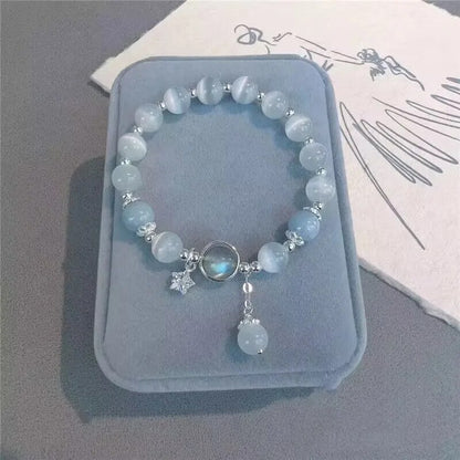 Cat’s Eye Moonstone Star Elastic Bracelet Light Luxury Women’s Jewelry