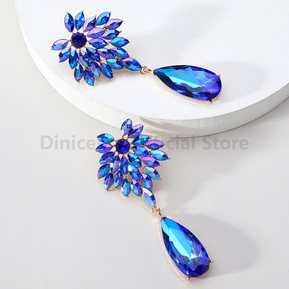 Elegant Leaf Teardrop Earrings Sparkly Crystal Dangle Jewelry for Women