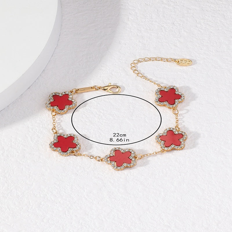 Adjustable Flower Bracelet Multi-Color Cubic Zirconia Luxury Chain