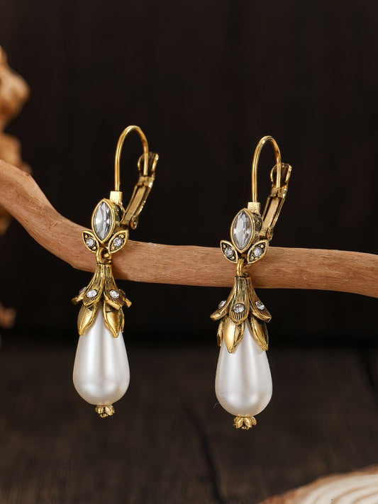 Vintage Inlay Pearls Dangle Earrings For Women Party Birthday Custom Jewelry