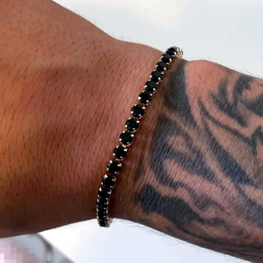 Unisex Punk Link Chain Bracelet Stainless Steel & Zircon Tennis Design