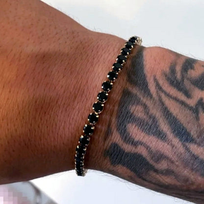 Unisex Punk Link Chain Bracelet Stainless Steel & Zircon Tennis Design