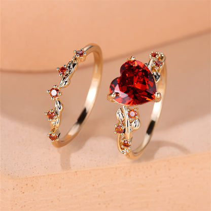 Heart Stone Ring Set Rose Gold Women’s Bridal & Wedding Jewelry