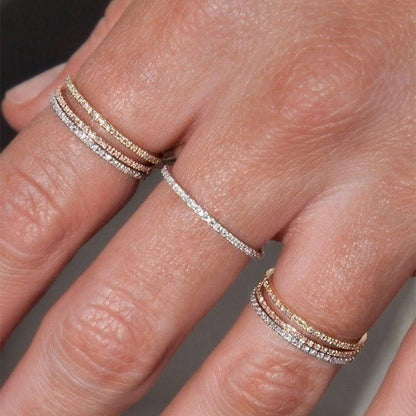 Delicate Micro Pave Zircon Ring Trendy Stackable Crystal Jewelry for Women
