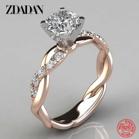 925 Sterling Silver AAA White Cubic Zircon Ring For Women Wedding Jewelry Party Gift