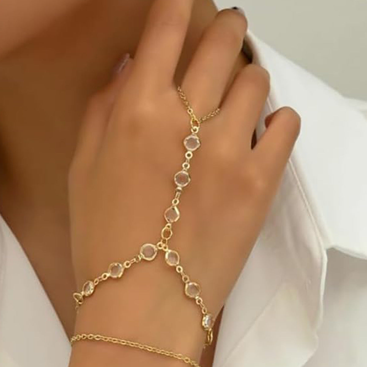 Multilayer Crystal Finger Bracelet Luxury Bridal & Couple Jewelry for Women