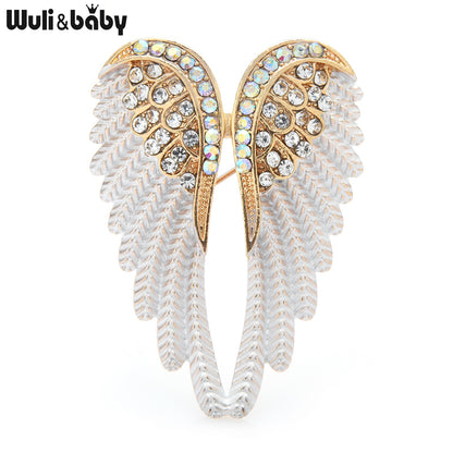 Wuli&Baby Rhinestone Angel Wings Brooch Pin 4 Colors