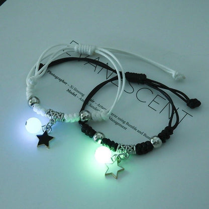 Luminous Star Couple Bracelets Cat, Heart & Key Lock Charms