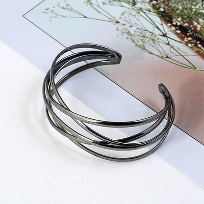 Punk Hollow Alloy Bangles For Women Gold Silver Color Cuff Bracelet Open Adjustable