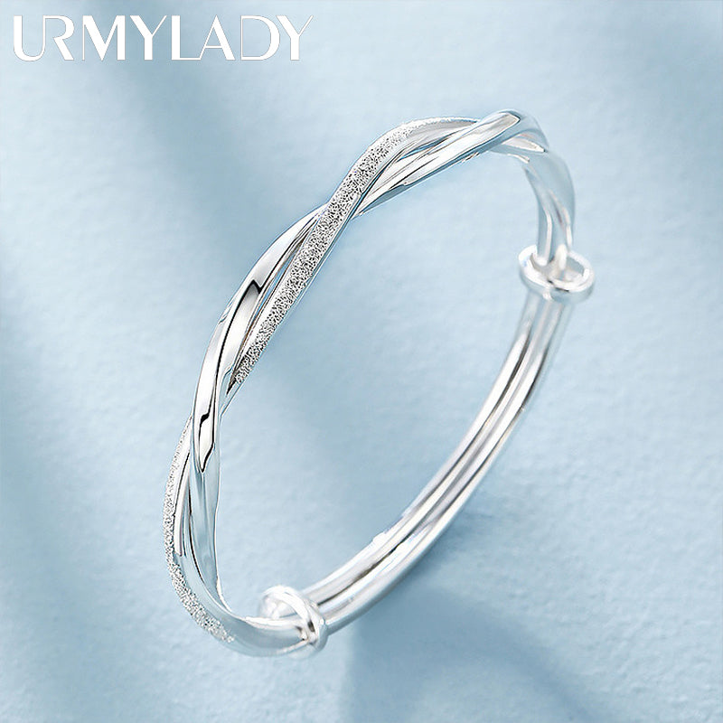 925 Sterling Silver Weave Bracelet for Women Adjustable Party Jewelry