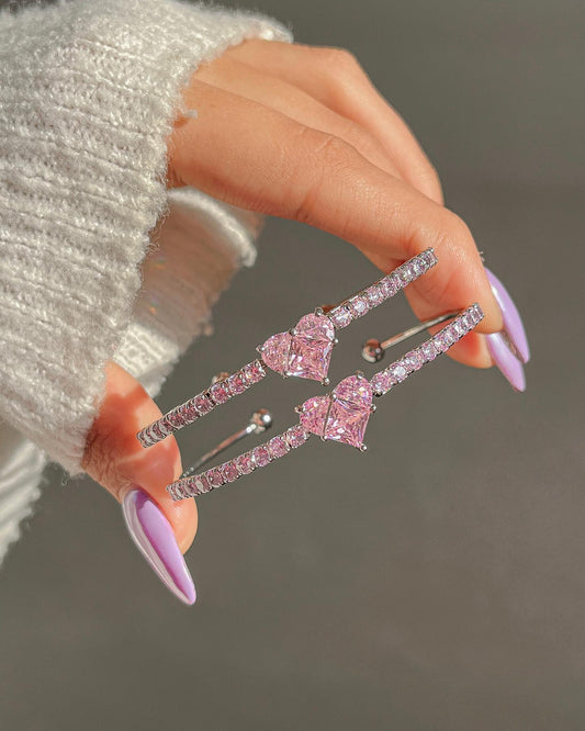 2 Pieces Of Love Zircon Bracelet Set Versatile And Trendy Accessories For Women Dates 2024 New