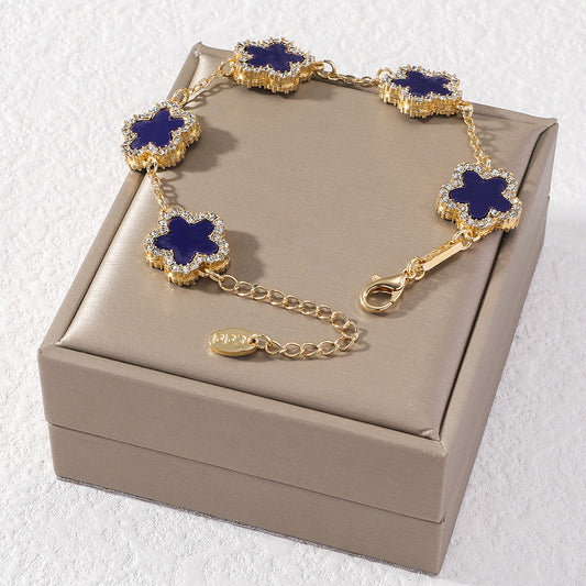 Adjustable Flower Shape Bracelet Luxury Multi Colored Shiny Cubic Zircon Chain Personality Sweet Design Jewelry Accessories