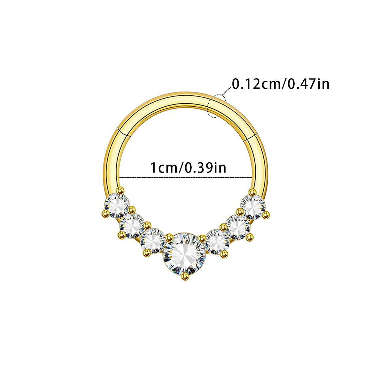 Zircon Hinged Nose Ring Stainless Steel Septum & Hoop Piercing