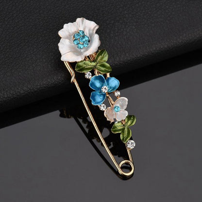 Elegant Flower Rhinestone Brooch Pin for Women