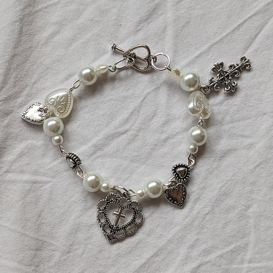 Y2K Handmade Rock Cross Bracelet,Lana del Rey themed charm bracelet